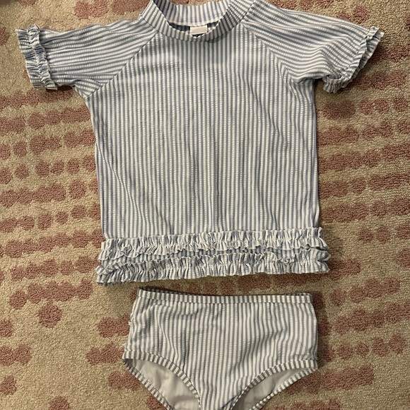 Ruffle Butts Blue Seersucker 2pc - Picture 2 of 4